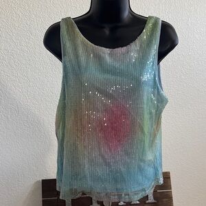 Rachel Zoe Sequin Sleeveless Multicolor Top Size L